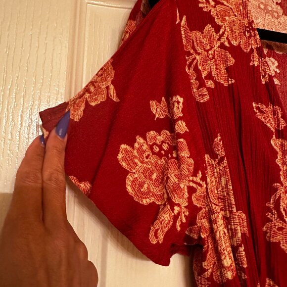Lulu's Heart of Marigold Rust Red Floral Print Wrap Maxi Dress Size L - Picture 6 of 10